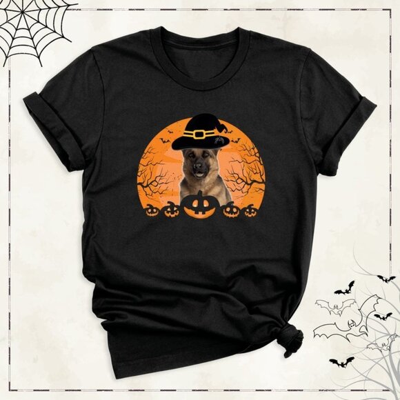 Halloween Dog Shirt, Dog And Pumpkin Halloween Shirt, Custom Dog Portrait Shirt - Picture 1 of 3